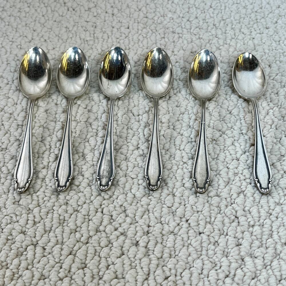 Martin 90 Silverplate Coffee Spoons 13 cm Vintage Lot of 6 Cutlery Flatware